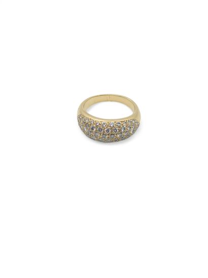 Half-jewel ring in 750° yellow gold paved...