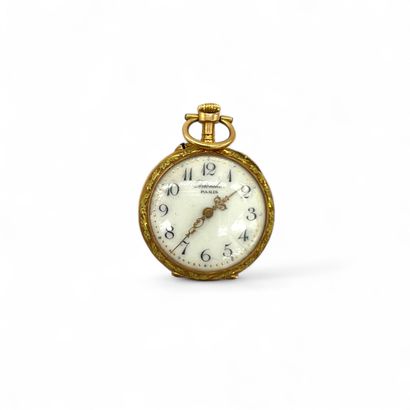 NECK WATCH in yellow gold 750° and green,...