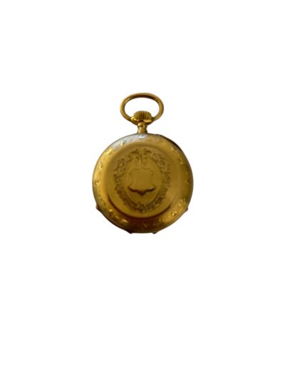 750° yellow gold collar-watch, white enamel...
