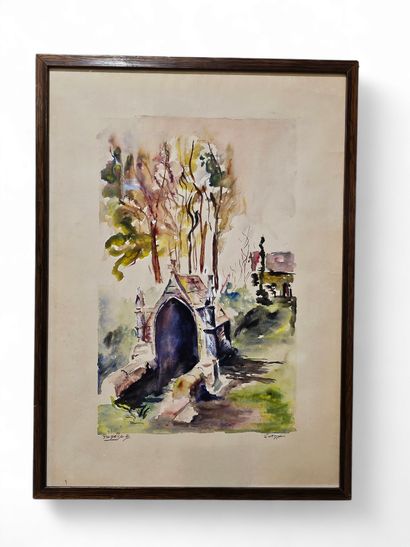 Un calvaire 
Aquarelle sur papier encadrée...