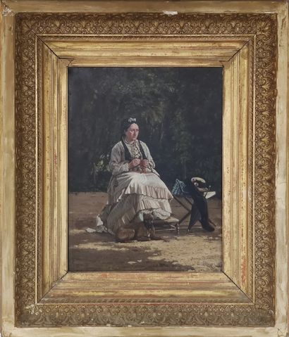 E.MAYAN (XIX-Xxème siècle) 
Femme au Parc...