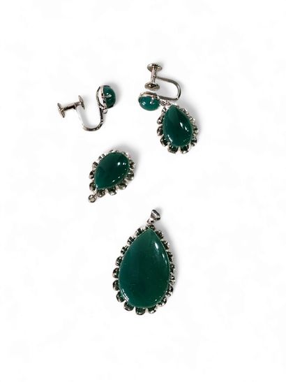 PARURE en argent et prasiolite
comprenant...