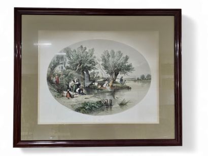 La pêche
Le relais de poste 
Deux lithographie...