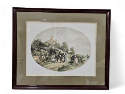 La pêche
Le relais de poste 
Deux lithographie...