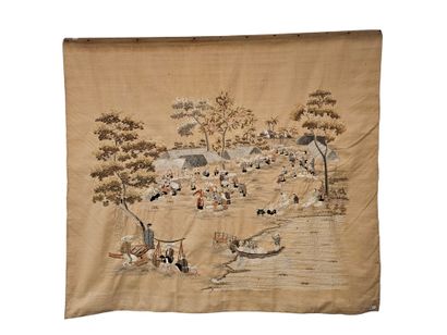 CANTON FIN XIX ème siècle
Broderie scène...