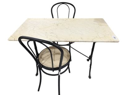 Table de bistroc en métal, plateau en marbre...