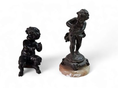 DEUX BRONZES
Un satyre assis, probablement...
