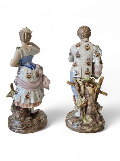 ALLEMAGNE Vers 1900
Paire de figures de jardiniers.
Marque...