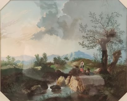 G BOURGOGNI
paysage animé
Technique mixte...