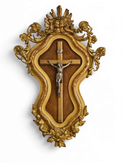 TABLEAU CRUCIFIX AVEC CHRIST en bronze argenté...