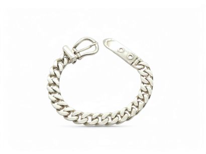 HERMES
Bracelet ceinture en argent 925° 
Signé...