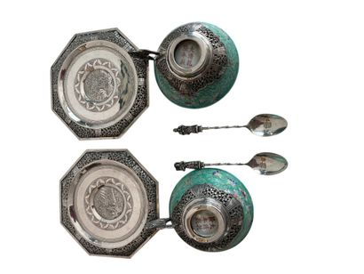 VIETNAM 19th century 
Six openwork chased...
