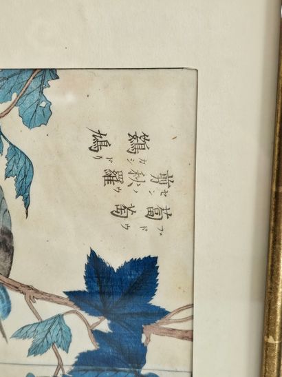 JAPAN Late 19th century 
Framed print, cut-out...