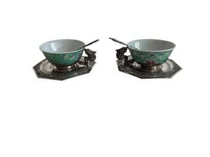 VIETNAM 19th century 
Six openwork chased...