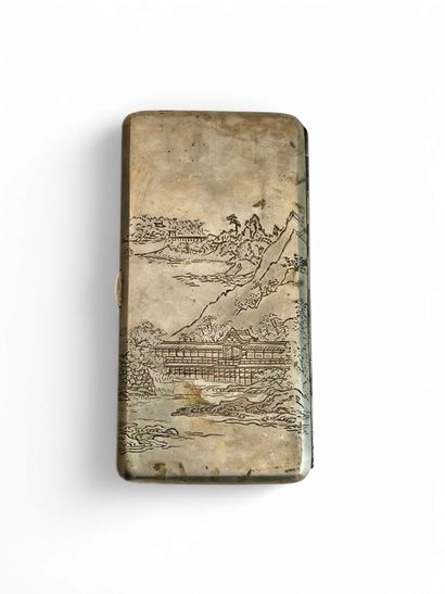 JAPAN 20th century 
Cigarette case in silver...