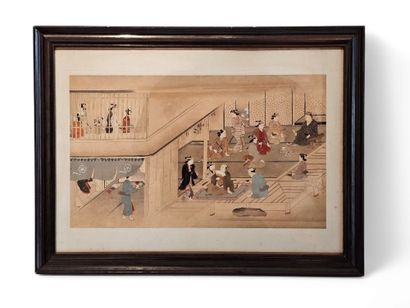 JAPON Epoque Mejji
Paire d'estampes sur papier,...