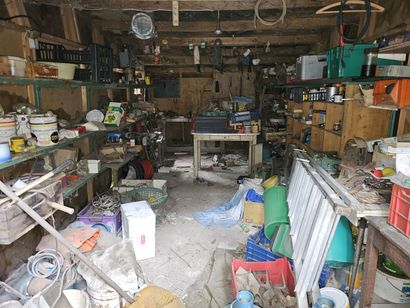 Furniture set, shelves, ladder, tools and...