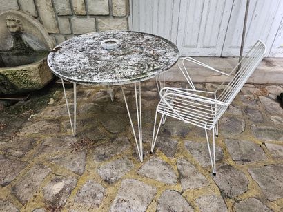 Wrought iron garden table, formerly white...