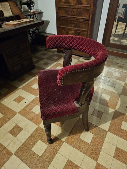 Large stepped desk in mahogany and flamed...