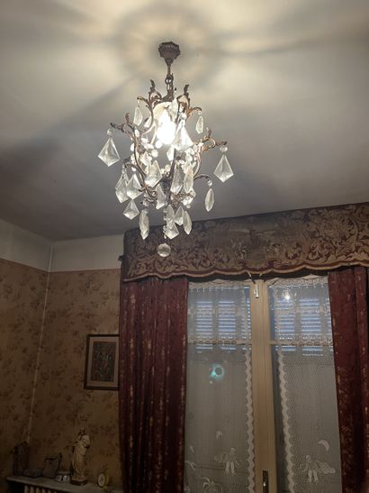 LUSTRE CAGE à pampilles de verres