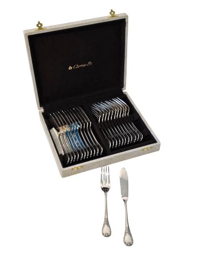 CHRISTOFLE - MARLY model
99-piece silver-plated...