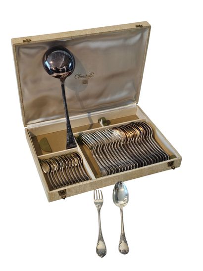 CHRISTOFLE - MARLY model
99-piece silver-plated...