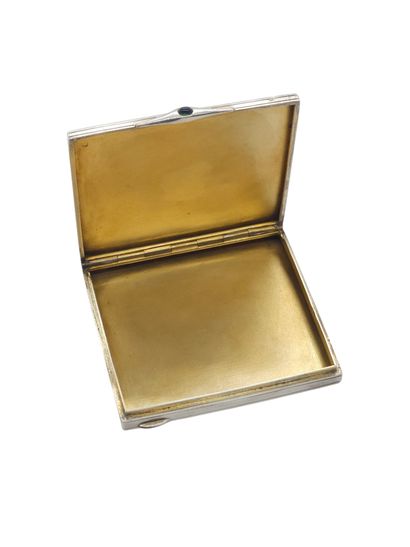 925° silver cigarette case, blue stone cabochon...