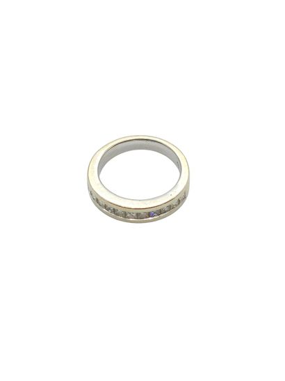 DEMI-ALLIANCE en or gris 750° sertie de onze...