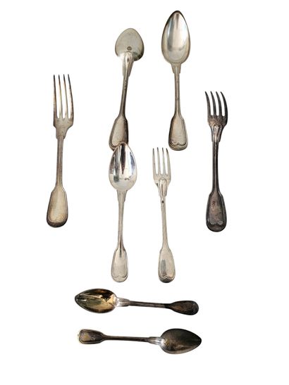 Set of silver plated metal and white metal...