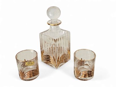 CRISTALLERIE DE LORRAINE 
Gold-plated whisky...