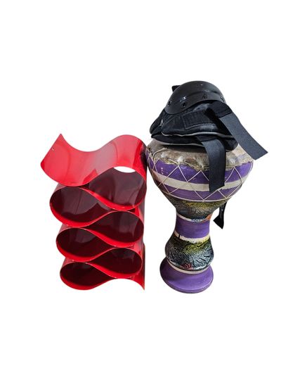 Red lacquered metal bottle holder 
Tam tam
pair...