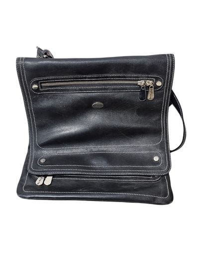 MAC DOUGLAS 
Black leather shoulder bag with...