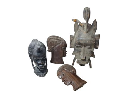 African travel souvenir set including
Mask,...