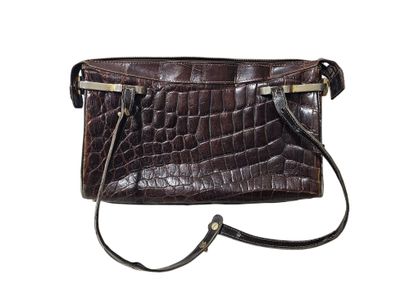 BROWN leather HANDBAG with two brown han...