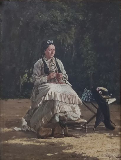E.MAYAN (XIX-Xxème siècle) 
Femme au Parc...