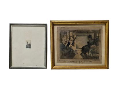 Framed and glazed black engraving of King...