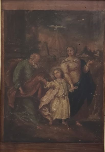 FRENCH WORK XIXth century
Holy family
Oil...