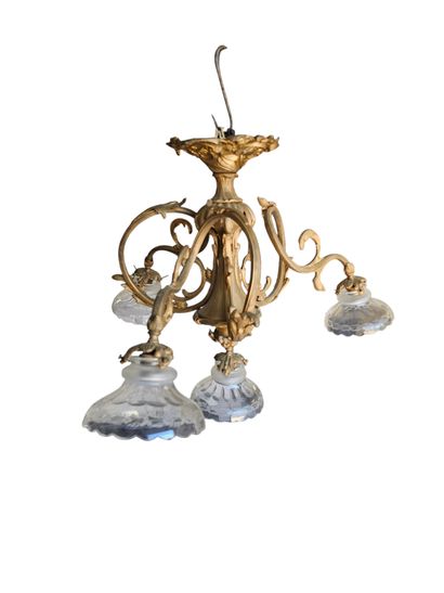 Louis XV style four-light bronze chandelier,...