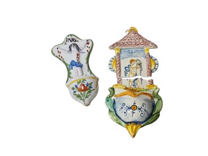 QUIMPER XIXth CENTURY 
Two polychrome earthenware...