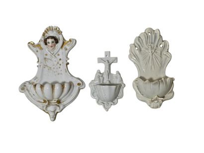 Three Louis Philippe porcelain benitiers