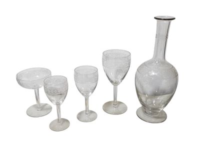 Art Deco crystal glass service set comprising
Two...