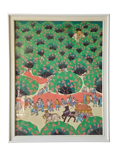 WORK ASIA XxXth century 
The harvest 
Gouache...