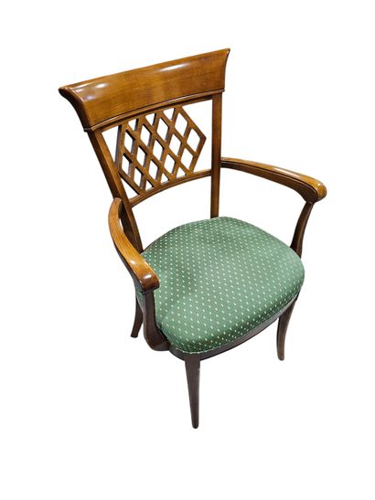 Set of four chairs and an armchair in wood...