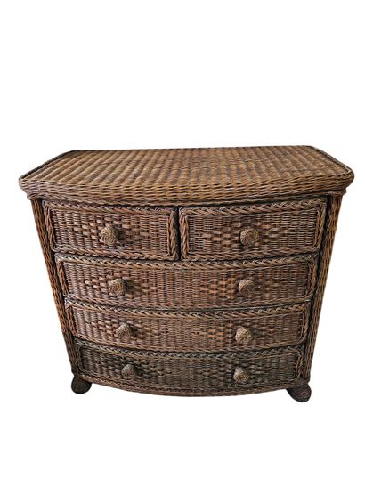 Rattan chest of drawers opening with five...