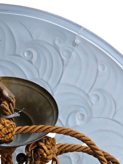 Two metal chandeliers and glass dome