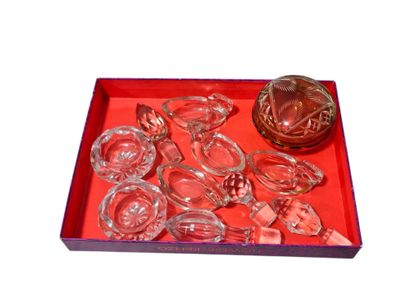 Glassware set 
Stoppers, box and miscellaneous
Perfume...