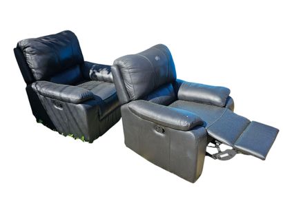 Two leather system armchairs