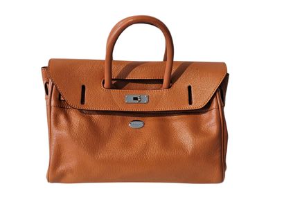 MAC DOUGLAS 
Handbag in orange leather, silver...