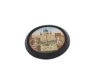 Oval onyx and micro mosaic PLAQUE depicting...