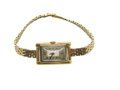 Lady's wristwatch, rectangular gilt metal...